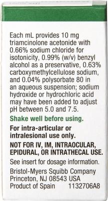 Show full view: Kenalog-10 (triamcinolone acetonide, injectable suspension, USP), 10-mg/mL, 5-mL multi-dose vial slide 2 of 5