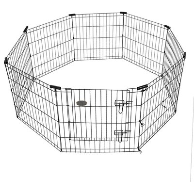 KennelMaster KennelMaster 8-Panel Dog Exercise Pen, Black, 30-in H x 24-in W