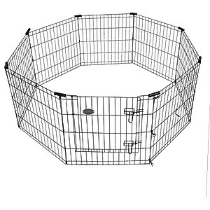 Pet Adobe 8-Panel Folding Metal Dog & Cat Playpen & Door