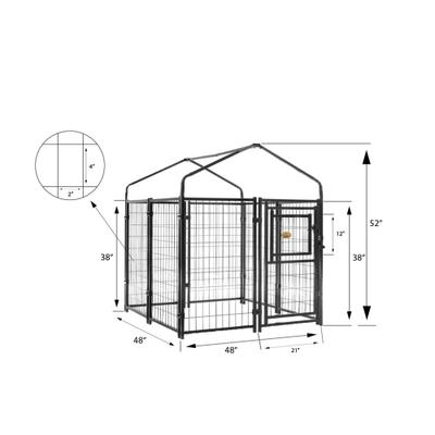 Show full view: KennelMaster Vinyl Coated Welded Wire Boxed Dog Kennel, Black, 4-ft x 4-ft x 4-ft slide 3 of 9
