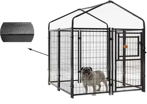 Show full view: KennelMaster Vinyl Coated Welded Wire Boxed Dog Kennel, Black, 4-ft x 4-ft x 4-ft slide 4 of 9
