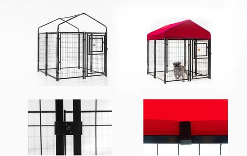 Show full view: KennelMaster Vinyl Coated Welded Wire Boxed Dog Kennel, Black, 4-ft x 4-ft x 4-ft slide 5 of 9