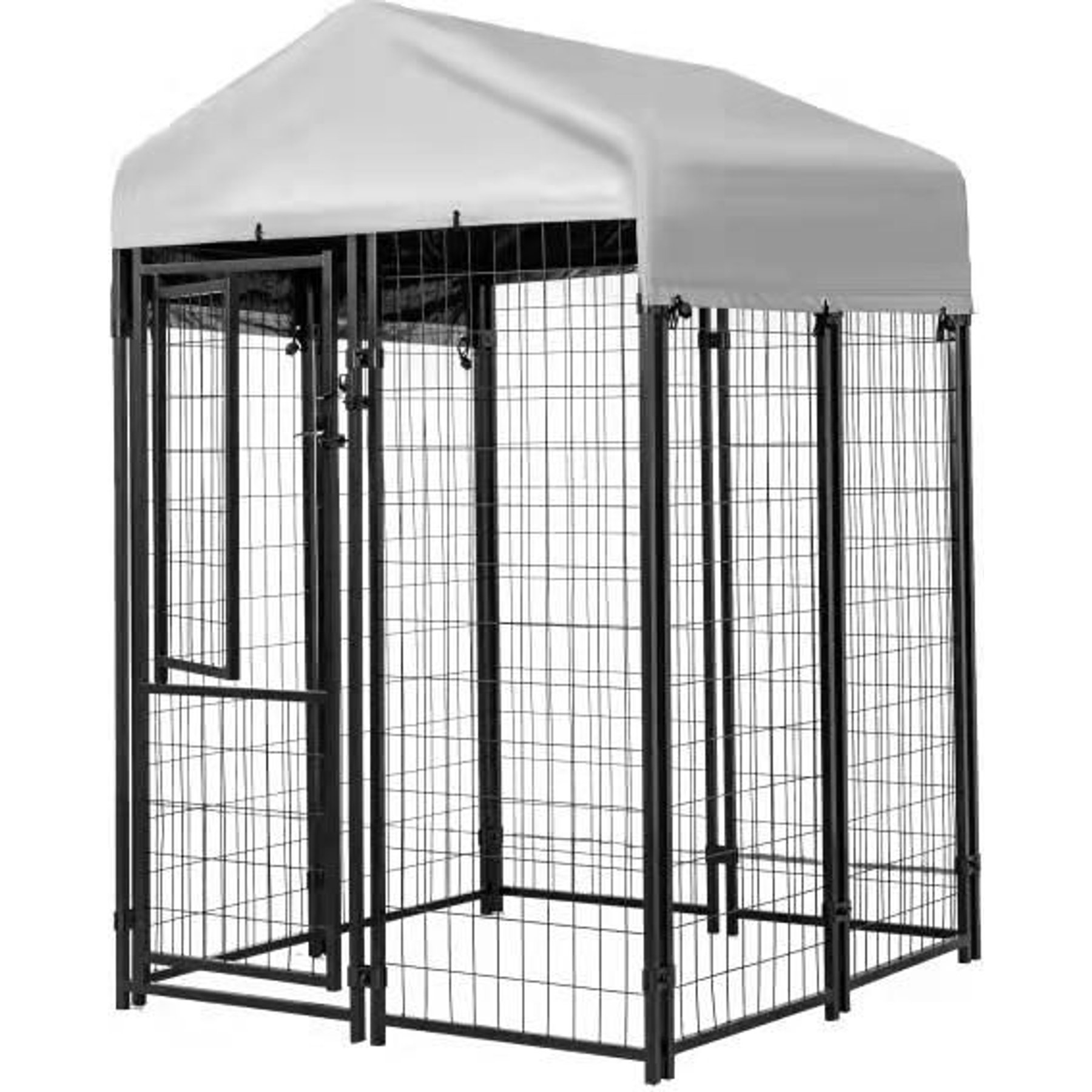 KennelMaster Vinyl Coated Welded Wire Boxed Dog Kennel, Black, 4-ft x 4-ft x 6-ft
