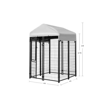 Show full view: KennelMaster Vinyl Coated Welded Wire Boxed Dog Kennel, Black, 4-ft x 4-ft x 6-ft slide 4 of 11