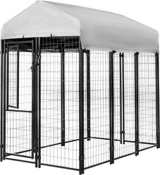KennelMaster Vinyl Coated Welded Wire Boxed Dog Kennel, Black, 6-ft x 4-ft x 6-ft