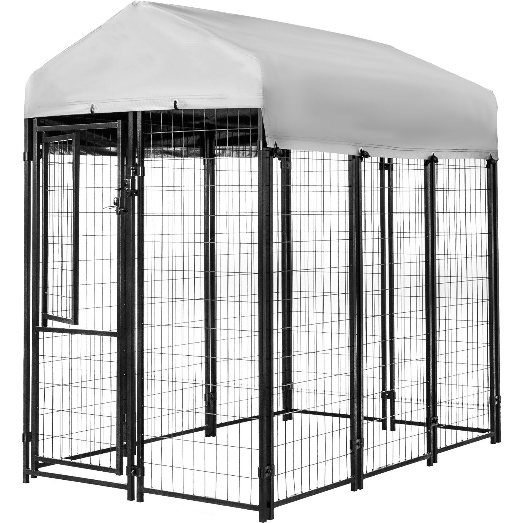 KennelMaster Vinyl Coated Welded Wire Boxed Dog Kennel, Black, 6-ft x 4-ft x 6-ft