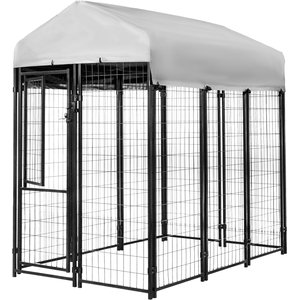 KennelMaster Vinyl Coated Welded Wire Boxed Dog Kennel, Black, 6-ft x 4-ft x 6-ft