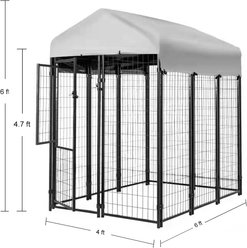 KennelMaster Vinyl Coated Welded Wire Boxed Dog Kennel, Black, 6-ft x 4-ft x 6-ft slide 2 of 9
