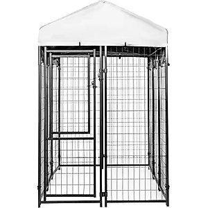KennelMaster Vinyl Coated Welded Wire Boxed Dog Kennel, Black, 6-ft x 4-ft x 6-ft