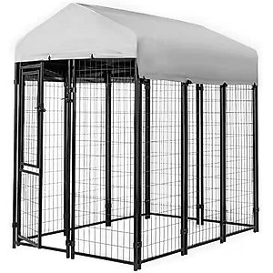 KennelMaster Vinyl Coated Welded Wire Boxed Dog Kennel, Black, 6-ft x 4-ft x 6-ft