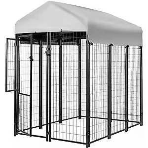 KennelMaster Vinyl Coated Welded Wire Boxed Dog Kennel, Black, 6-ft x 4-ft x 6-ft