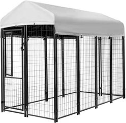 KennelMaster Vinyl Coated Welded Wire Boxed Dog Kennel, Black, 8-ft x 4-ft x 6-ft slide 1 of 8