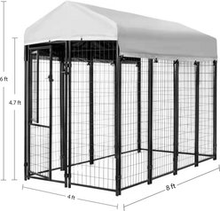 KennelMaster Vinyl Coated Welded Wire Boxed Dog Kennel, Black, 8-ft x 4-ft x 6-ft slide 2 of 8