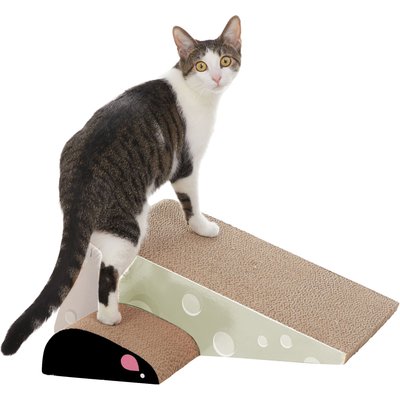 Kensie Kensie Cheese & Mouse Cat Scratcher, Large, White