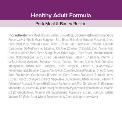 Show full view: Kent / Blue Seal EnTrust Adult Pork Meal & Barley Recipe Dry Dog Food, 20-lb bag slide 7 of 8