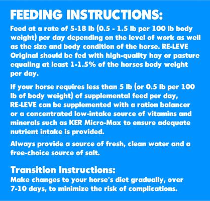 Show full view: Kentucky Equine Research Re-Leve Low-NSC Horse Feed, 44-lb bag slide 6 of 7