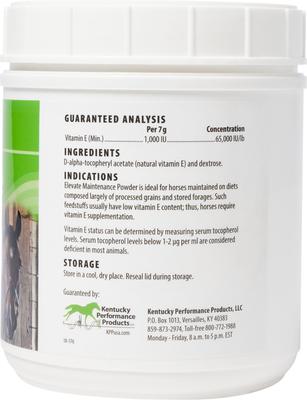 Show full view: Kentucky Performance Products Elevate Maintenance Powder Vitamin E Horse Supplement, 2-lb jar slide 3 of 5