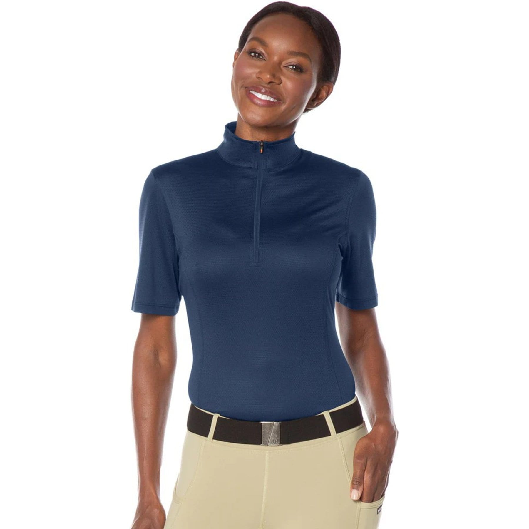 Kerrits Ice Fil Lite Solid Short Sleeve Shirt, Navy, X-Small