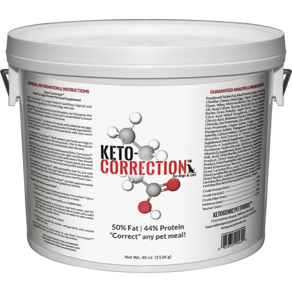 Ketogenic Pet Food Keto Correction Dog & Cat Dry Food Topping, 40-oz canister