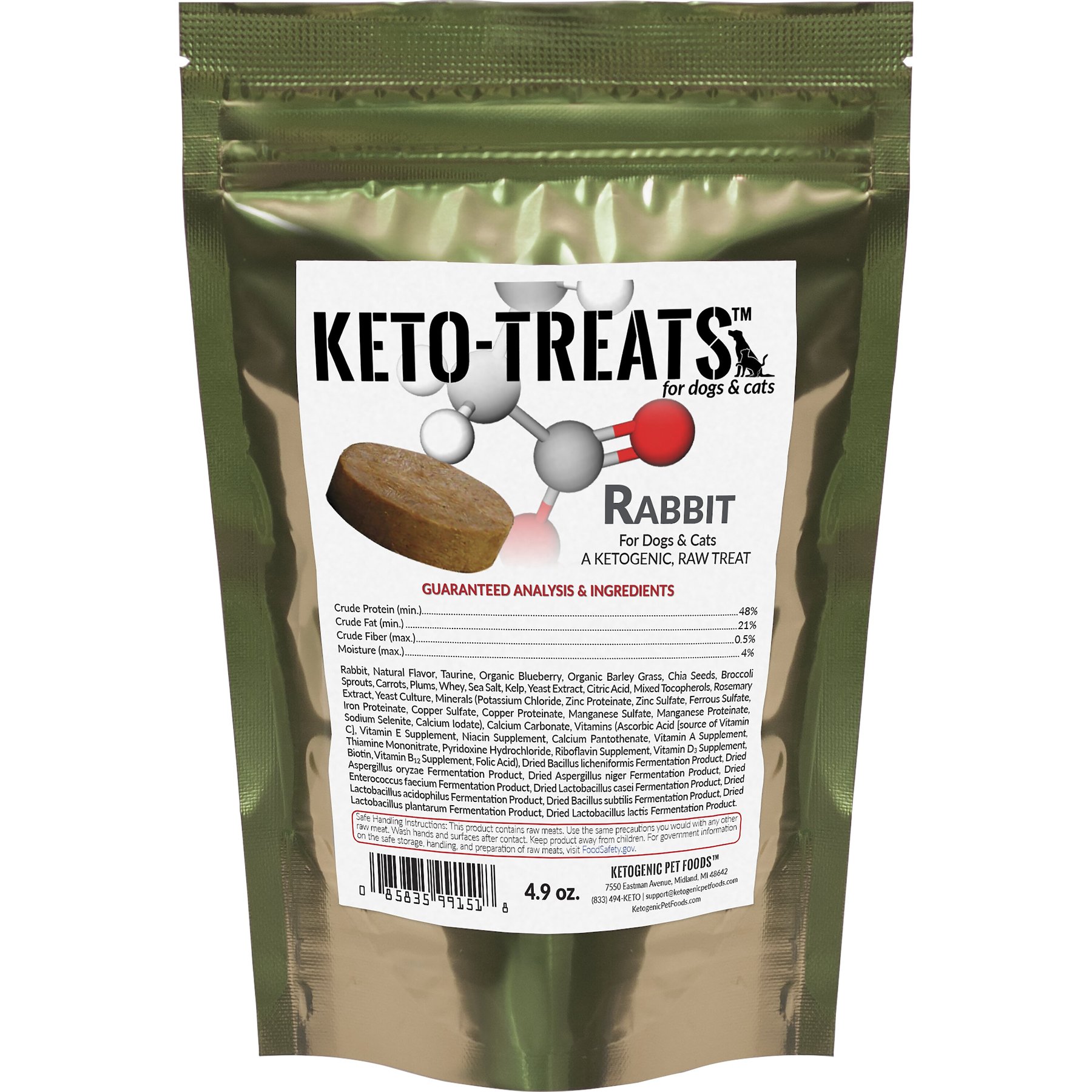 Ketogenic Pet Food Keto Rabbit Freeze-Dried Dog & Cat Treats, 4.9-oz bag