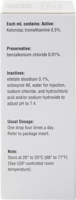 Show full view: Ketorolac Tromethamine (Generic) Ophthalmic Solution 0.5%, 10-mL bottle slide 2 of 6
