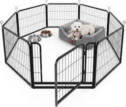 Kfvigoho 8-Panel Indoor Use Anti-Rust Portable Dog Exercise Pen with Doors, 22 x 24-in, Snowy Black