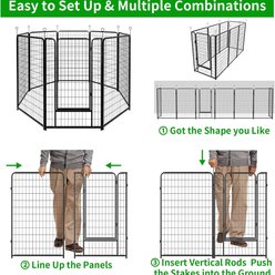 Kfvigoho 8-Panel Portable Foldable Anti-Rust Heavy Duty Steel Dog Exercise Pen with Doors, Snowy Black, 32 x 50-in slide 2 of 7