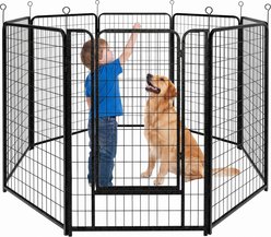 Kfvigoho 8-Panel Portable Foldable Anti-Rust Heavy Duty Steel Dog Exercise Pen with Doors, Snowy Black, 32 x 50-in slide 1 of 7