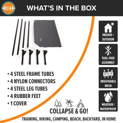 Show full view: K&H Pet Products All Weather Outdoor Elevated Cot Dog Bed, Gray, Large slide 6 of 12