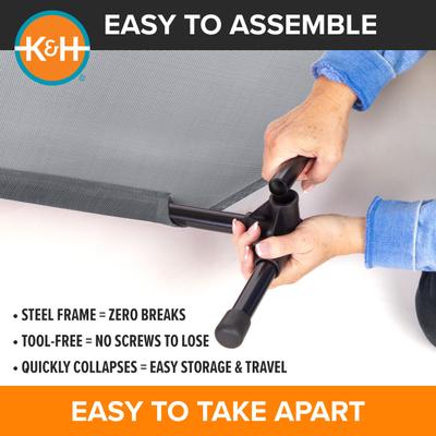 Show full view: K&H Pet Products All Weather Outdoor Elevated Cot Dog Bed, Gray, Large slide 5 of 12