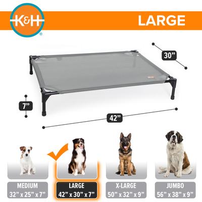 Show full view: K&H Pet Products All Weather Outdoor Elevated Cot Dog Bed, Gray, Large slide 4 of 12
