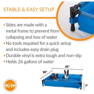 K&H Pet Products Dog Pool & Pet Bath, Blue, Large