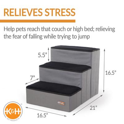 Show full view: K&H Pet Products Dog Stair Steps with Storage, Gray & Black, 3 Stair slide 2 of 9