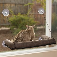 K&H Pet Products EZ Mount Deluxe Bolster Cat Window Perch Kitty Sill, Chocolate