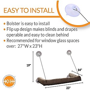K&H Pet Products EZ Mount Deluxe Bolster Cat Window Perch, Chocolate
