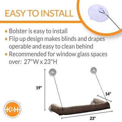 Show full view: K&H Pet Products EZ Mount Deluxe Bolster Cat Window Perch Kitty Sill, Chocolate slide 3 of 12