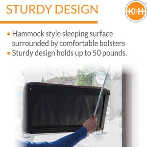 K&H Pet Products EZ Mount Deluxe Bolster Cat Window Perch, Chocolate