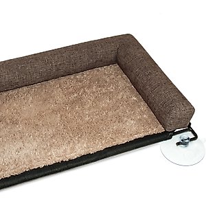K&H Pet Products EZ Mount Deluxe Bolster Cat Window Perch, Chocolate