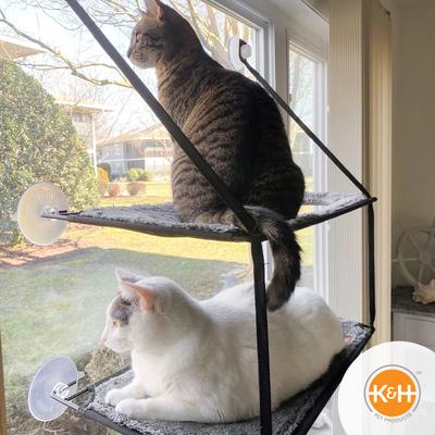 Show full view: K&H Pet Products EZ Mount Double Stack Kitty Sill Cat Window Perch, Gray slide 7 of 11