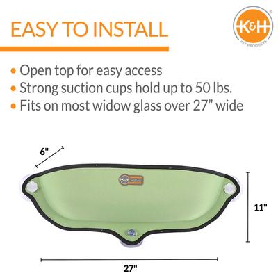 Show full view: K&H Pet Products EZ Mount Kitty Sill Cat Window Perch, Green slide 2 of 11