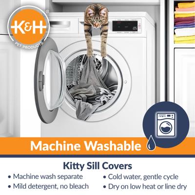 Show full view: K&H Pet Products EZ Mount Kitty Sill with Cat Grass Grow Station Quad Stack Cat Window Perch, Gray slide 7 of 12