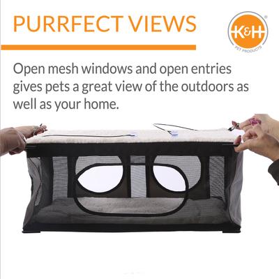 Show full view: K&H Pet Products EZ Mount Penthouse Cat Window Perch Kitty Sill, Grey & Black slide 4 of 11