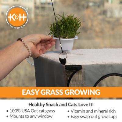 Show full view: K&H Pet Products EZ Mount Penthouse Cat Window Perch with Cat Grass Grow Station, Gray/Black slide 3 of 11