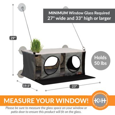 Show full view: K&H Pet Products EZ Mount Penthouse Cat Window Perch with Cat Grass Grow Station, Gray/Black slide 5 of 11