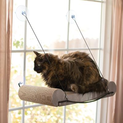 Show full view: K&H Pet Products EZ Mount Window Kitty Sill with Scratcher, Tan slide 1 of 12