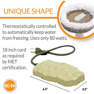 K&H Pet Products Ice Eliminator Super Birdbath Deicer, 80 Watt