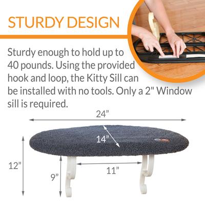 Show full view: K&H Pet Products Kitty Sill Cat Window Perch Shelf Cushioned Cat Window Seat, Unheated, Gray slide 2 of 11