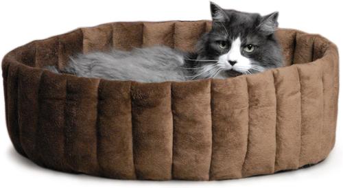 Show full view: K&H Pet Products Lazy Cup Cat Bed, Tan/Mocha, Small slide 1 of 9