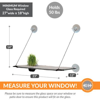 Show full view: K&H Pet Products Lounger with Cat Grass Grow Station Single Level Cat Window Perch, Natural slide 5 of 12
