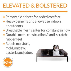 K&H Pet Products Original Bolster Pet Cot Elevated Dog Bed, Chocolate, Large